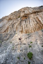 Climbing on a rock face