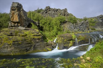 Waterfalls in the green oasis of Gjain