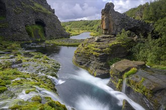 Waterfalls in the green oasis of Gjain