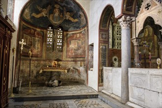 Interior of Church of Santa Maria in Cosmedin with left apse and side altar