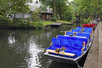 Typical Spreewald barge in the harbour of Lehde