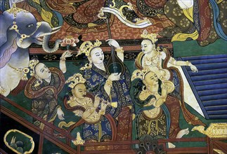 Wall paintings in tibet temple