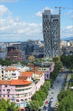 View over Tirana and new skyscrapers