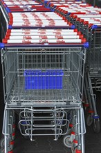 Shopping trolleys of the supermarkets and department store chains Aldi and Famila
