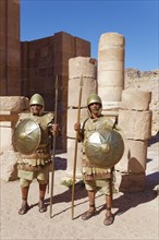 Themed gate to the sacred precinct with Nabataean guard soldiers