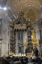 Pope preaches to faithful Christians during Saint Mass in St. Peter's Basilica