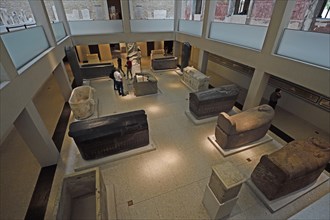 Statues and Sarcophagi in the Egyptian Courtyard