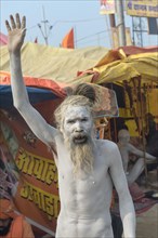 Sadhu covered with white ashes