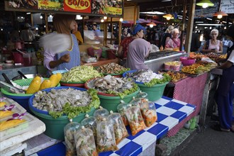 Market stall with typical food