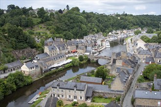 View of the old town of Dinan and the river La Rance