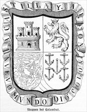 The coat of arms of Christopher Columbus with fort