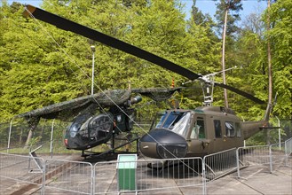 Open-air museum with disused helicopter type Aerospatiale Aloette II of the Border Police