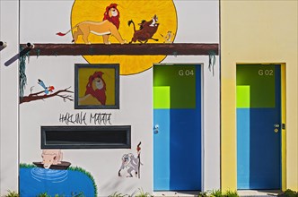 Olympic Village with painting on the bungalows of the student village