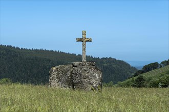 Stone cross in Auvergne Volcanoes Regional Nature Park