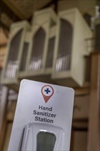 Hand disinfector in the Protestant town church
