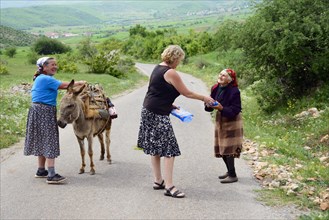 Women with donkeys
