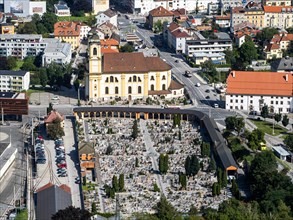 View of the Wilten Basilica from Mount Isel