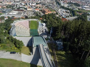 View from the Bergisel ski jump down to the stadium