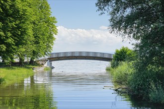 Bridge over the Aach stream at its confluence with Lake Constance