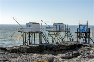 Fishing huts carrelets of Saint Palais sur Mer