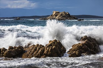 Stormy sea on the rocky coast of Isola Maddalena