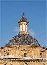 Close-up of dome and tower of Basilica de la Mare de Deu dels Desemparats
