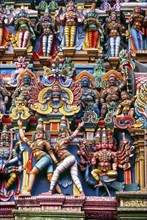 Stucco figures on Meenakshi temple tower in Madurai