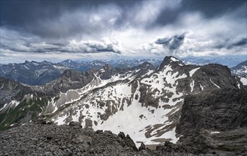 Mountain panorama with old snow fields