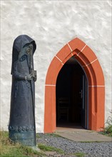 Entrance to St. Walpurgis Chapel with bronze statue of St. Walburga