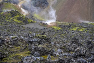 Laugahraun lava field and solfatars at the foot of Brennisteinsalda