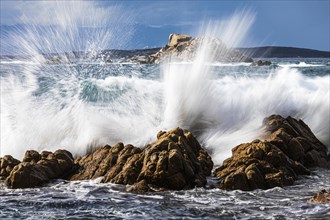 Stormy sea on the rocky coast of Isola Maddalena