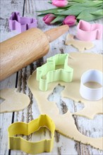 Shortcrust pastry and cookie cutters
