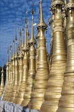 Golden stupas of Shwe Inn Thein Pagoda near Inthein