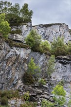 Ballachulish slate quarry with overgrown cliff