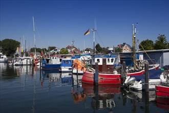 Fishing boats and sailing yachts in Niendorf harbour