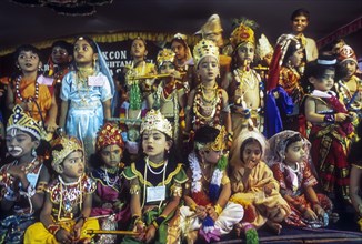 Boy and a girl in costumes in a religious festival of Krishna Janmashtami