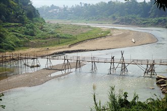 Temporary bridge over the Nam Khan