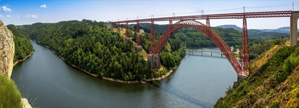 Viaduc de Garabit built by Gustave Eiffel crossing the gorge of the river Truyere