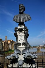 Benvenuto Cellini Bust on the West Side of the Ponte Vecchio