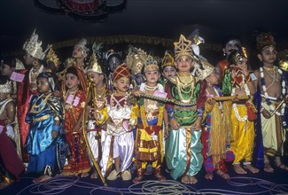 Boy and a girl in costumes in a religious festival of Krishna Janmashtami