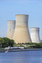 Cooling towers of the Tihange nuclear power plant along the Meuse near Huy