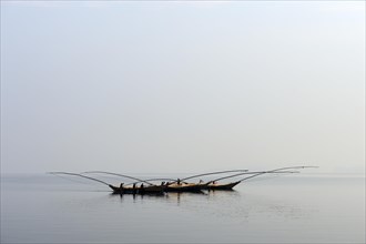 Fishermen in their boats on Lake Kivu
