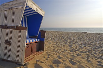 Blue and white beach chair beach of Rantum