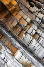 Detail of a sedimentary sandstone layer in the cliffs of Sandymouth