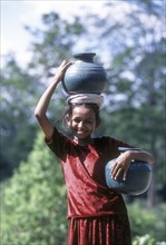 Indian girl carrying water in the jug
