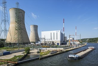 Cooling towers of the Tihange nuclear power plant along the Meuse near Huy