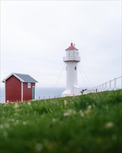 Akraberg Lighthouse with red hut