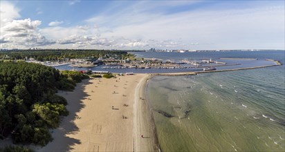 View of beach and marina