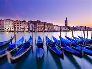 Gondolas on the Grand Canal at dawn