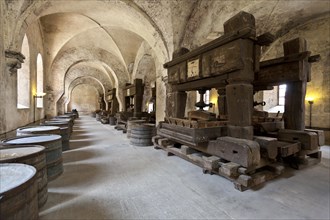 Old wine presses in Kloster Eberbach Abbey, Eltville am Rhein